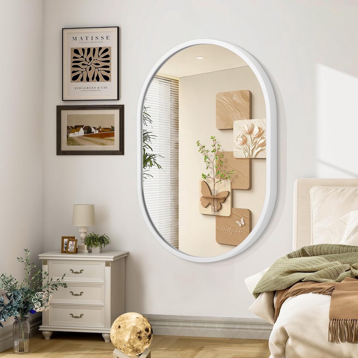 Omgoods - Oval Wandspiegel met Metaal Frame 70x50cm voor Badkamer en Woonkamer