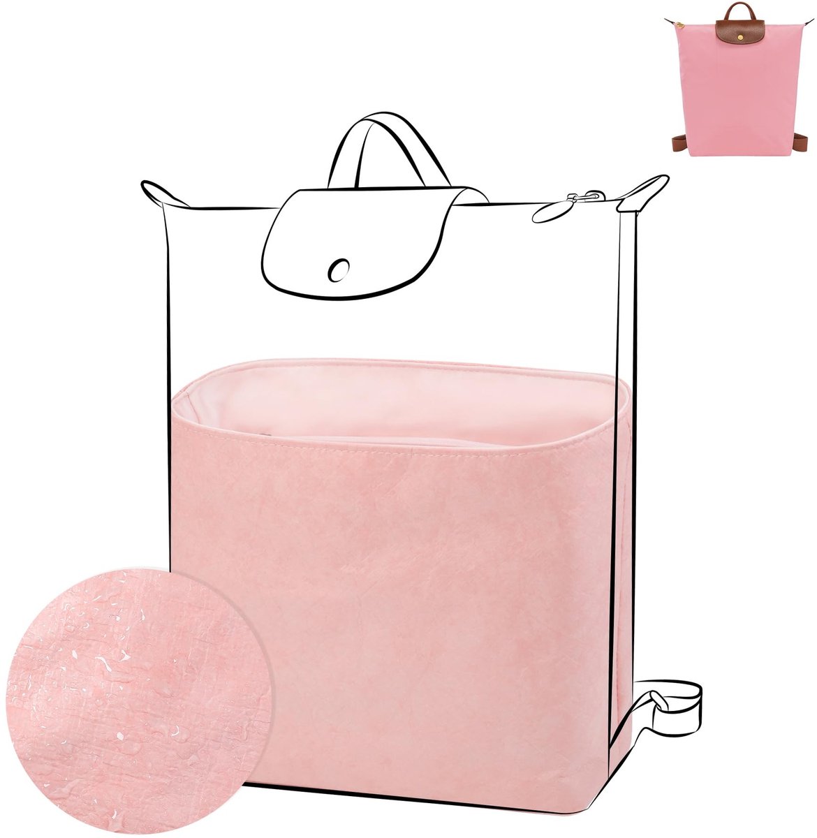 Omgoods - Lichtgewicht Handtas Organizer voor Le Pliage Rugzak M