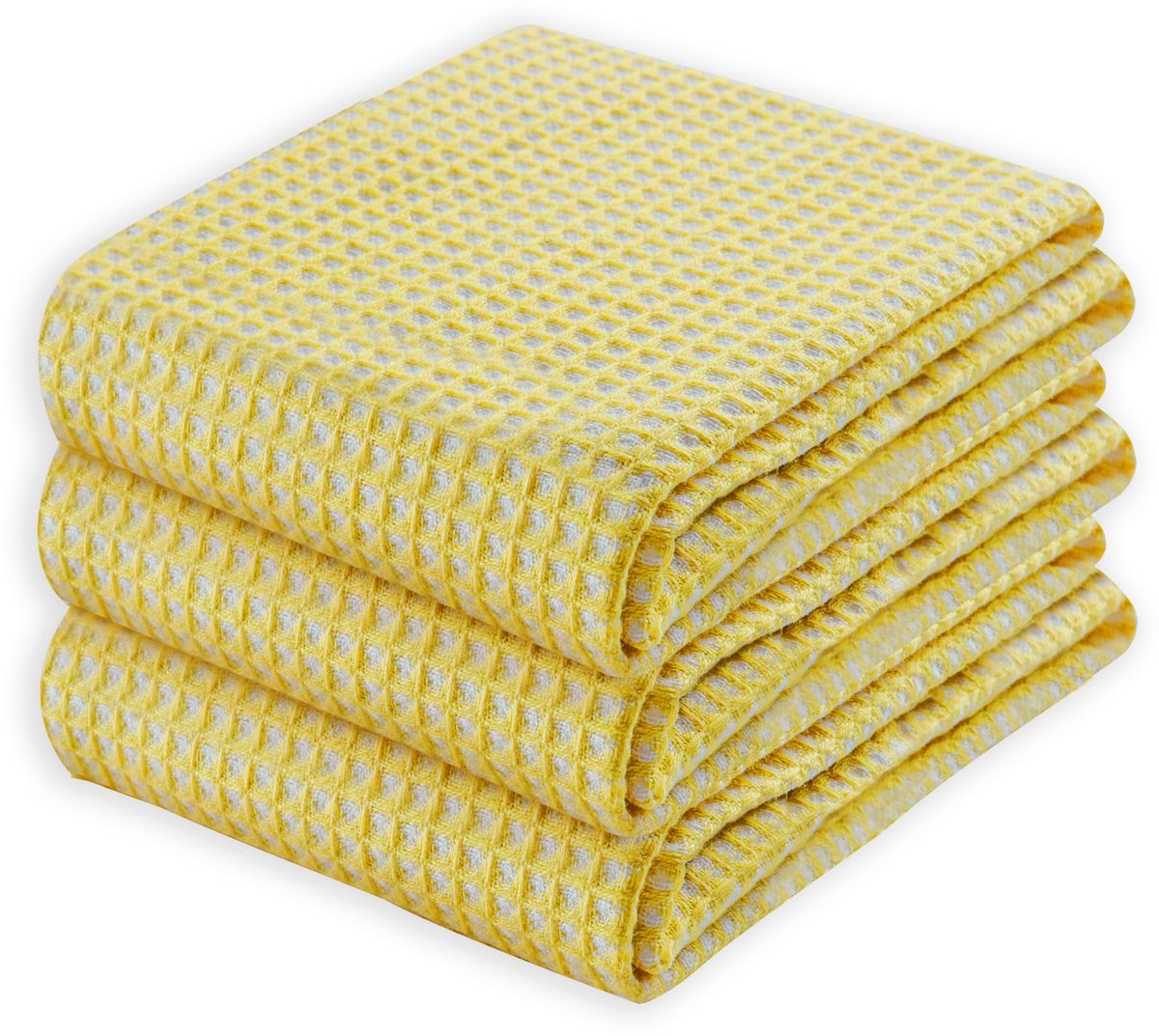 Omgoods - 100% Katoenen Wafel Keukenhanddoeken - Set van 3 - Absorberend en Sneldrogend