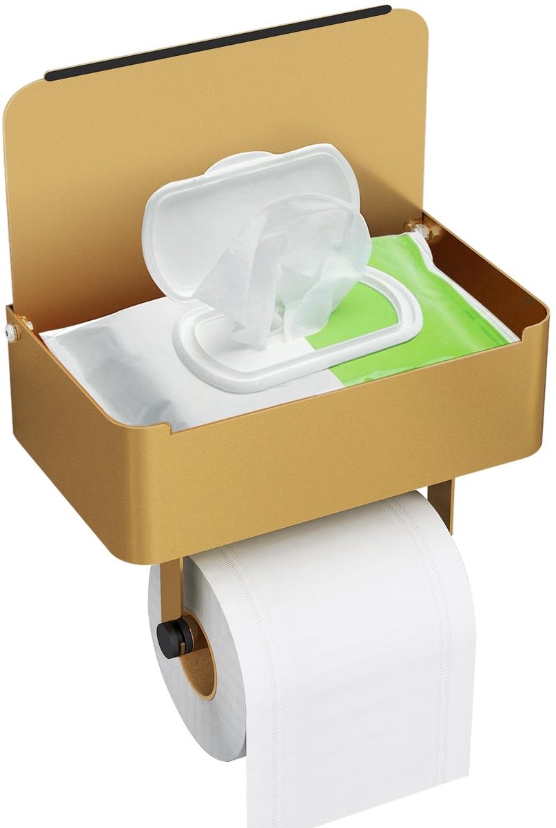 Omgoods - RVS Toiletpapierhouder met Opbergplank 3-in-1