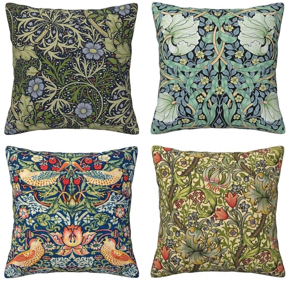 Omgoods - Set van 4 Kussenslopen 45x45 cm met Botanisch Motief