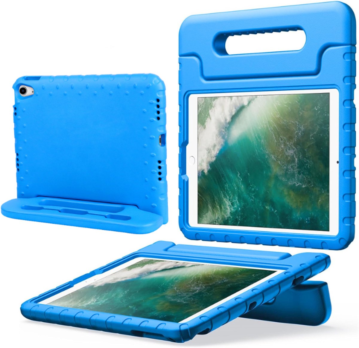 Tablet Hoes WiseQ - Geschikt voor Apple iPad 7e, 8e en 9e generatie - iPad beschermhoes kinderen - Blauw