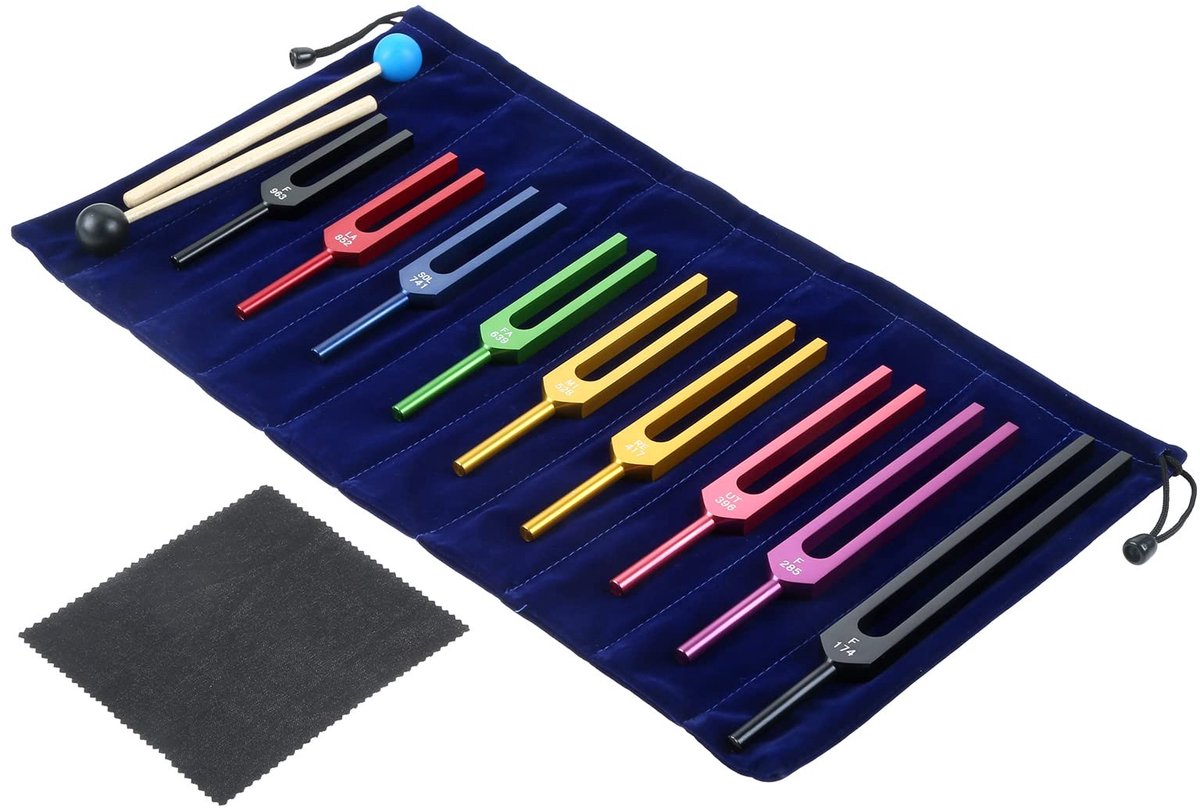 Omgoods - Set van 9 Solfeggio Stemvorken voor Geluidstherapie
