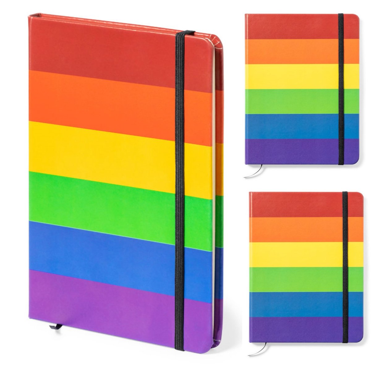 Omgoods - Set van 3 Rainbow Notebooks A5 met Boekmerk