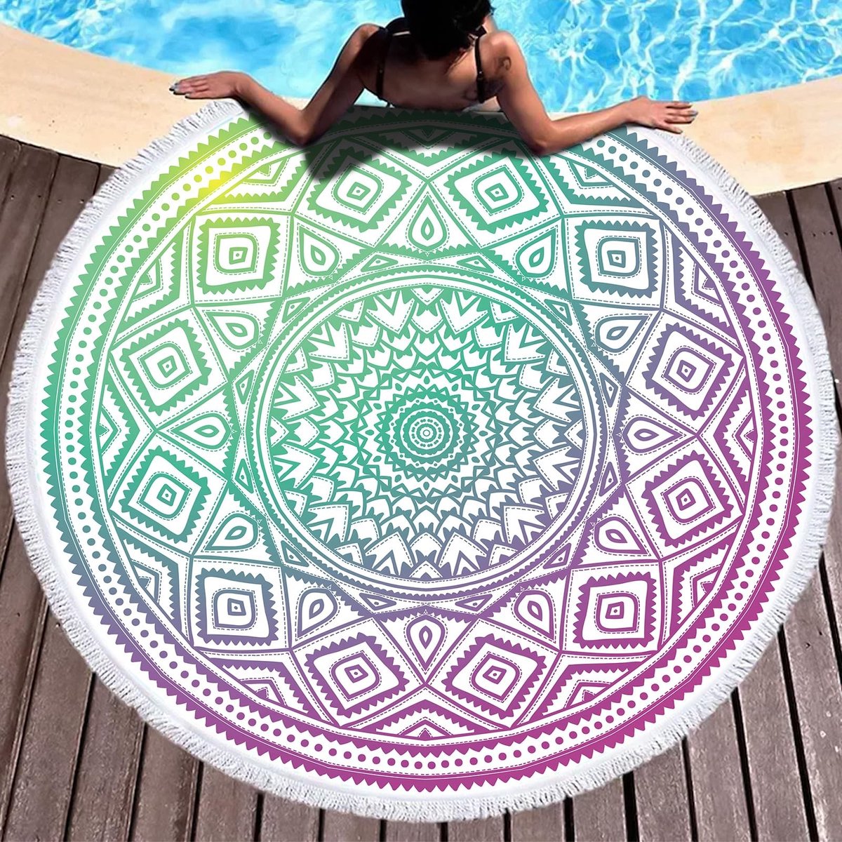 Omgoods - Mandala Microfiber Strandlaken - XXL Rond Yoga Mat