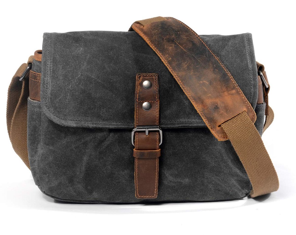Omgoods- Cameratas Waterdicht Ontwerp - Compacte Crossbody - Gewaxt Canvas - DSLR/SLR/Systeemcamera - Duurzaam - 11,8x3,9x20,1 cm - Camera Bag