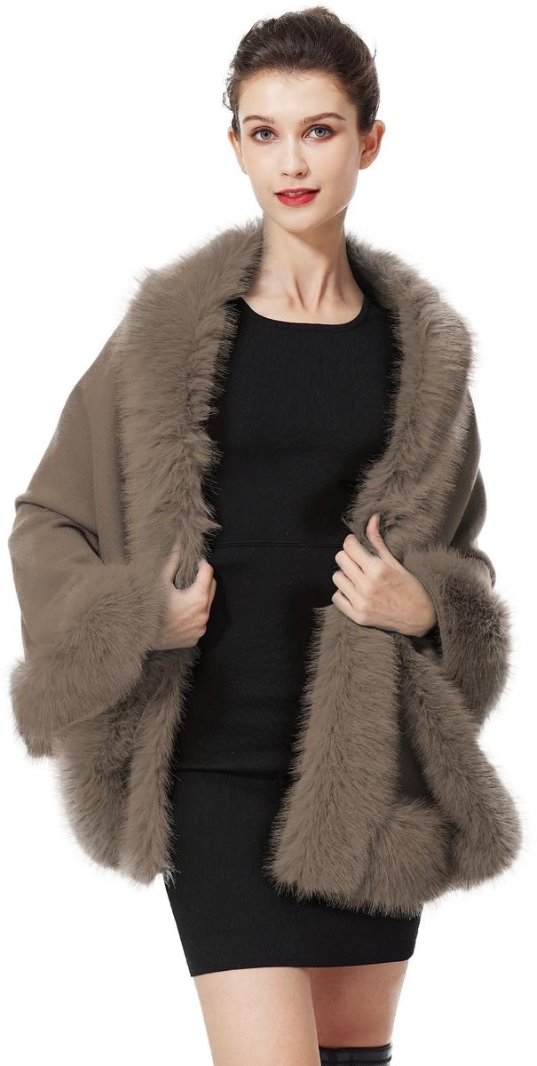 Omgoods - Faux Fur Sjaal Poncho voor Dames