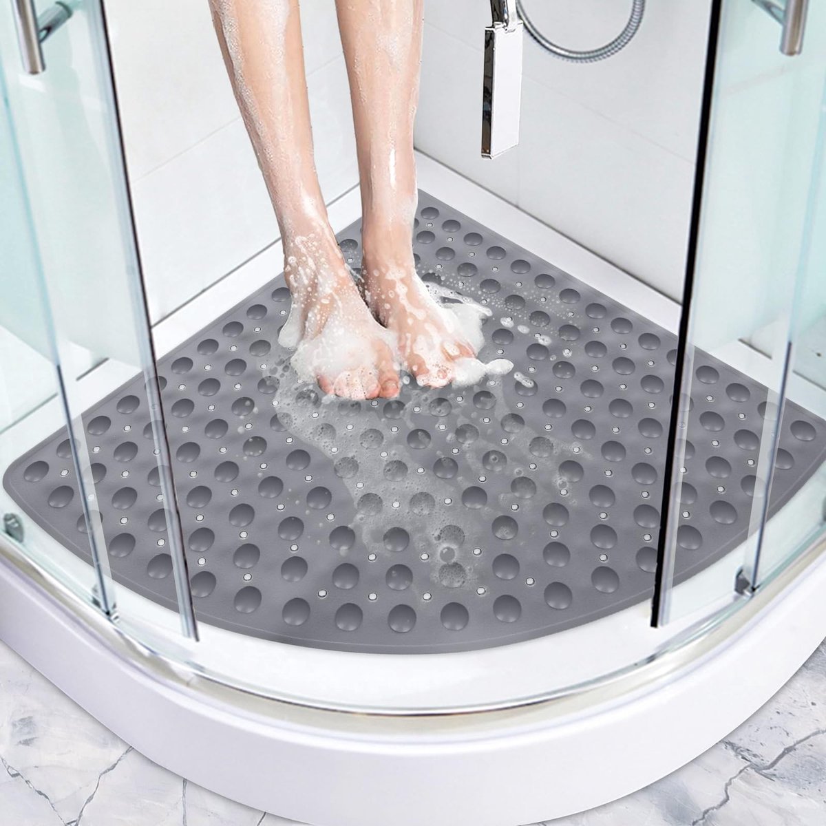 Omgoods - Antislip Douchematt 70 x 70 cm met Zuignappen en Afvoergaten