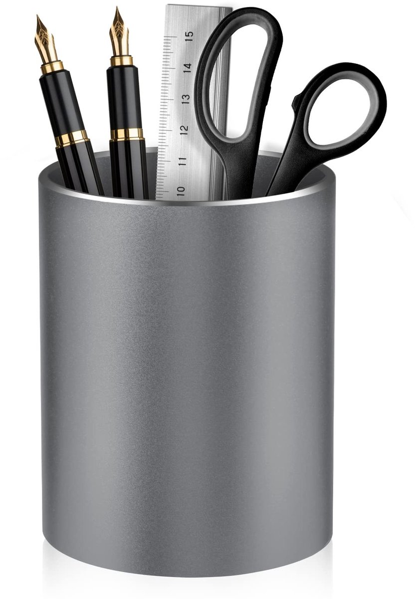 Omgoods- Pennenhouder Metalen Aluminiumlegering - Bureau Organizer - Antislip Bodem - Potloodhouder - Opbergdoos - 10 x 8 cm - Bureauorganizer