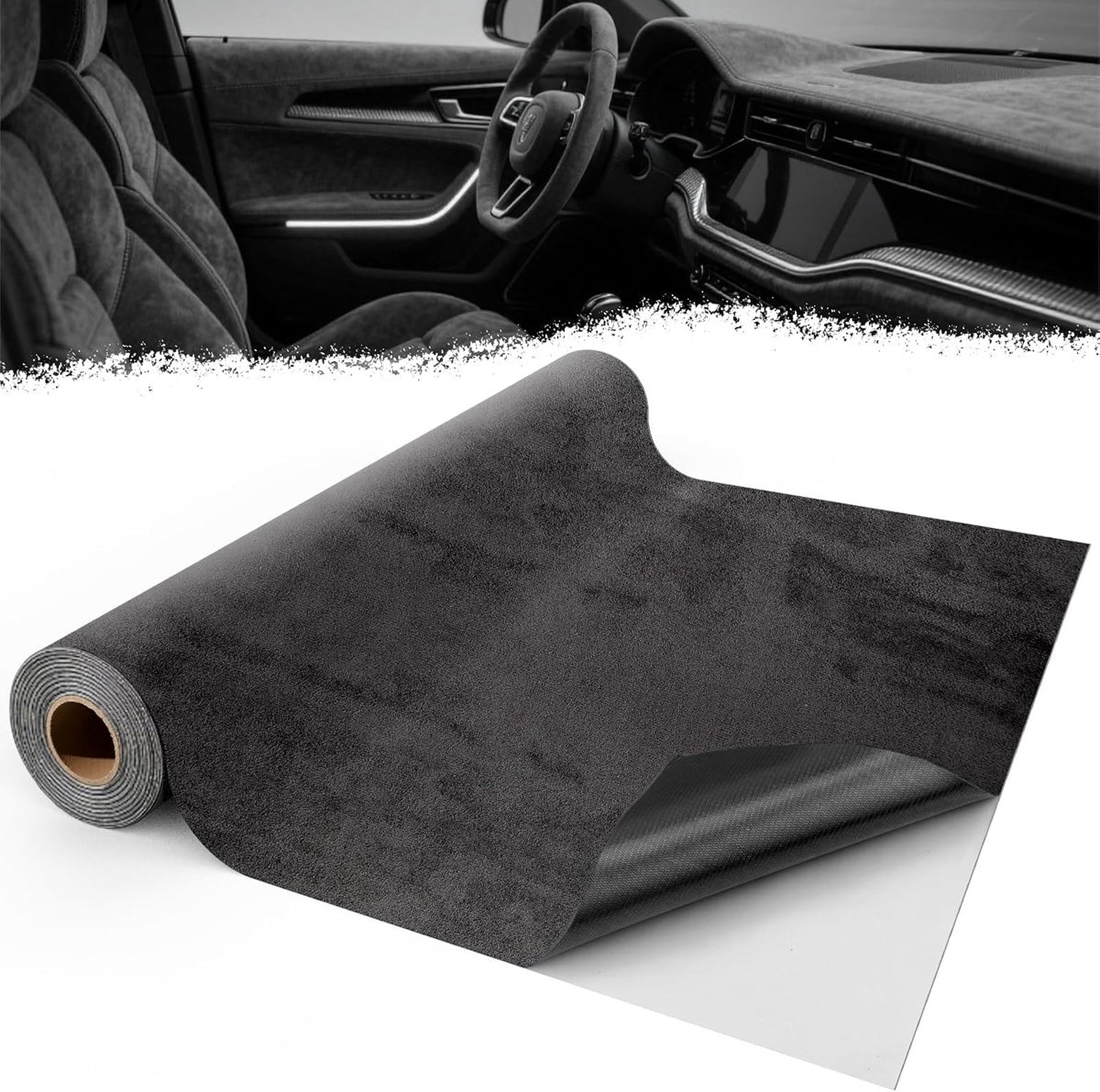 SnelShoppen - Zelfklevende Velours Stof 400x50cm Donkergrijs Microvezel voor Auto Interieur, Dashboard, Meubels, DIY Reparatie en Sieradenlade