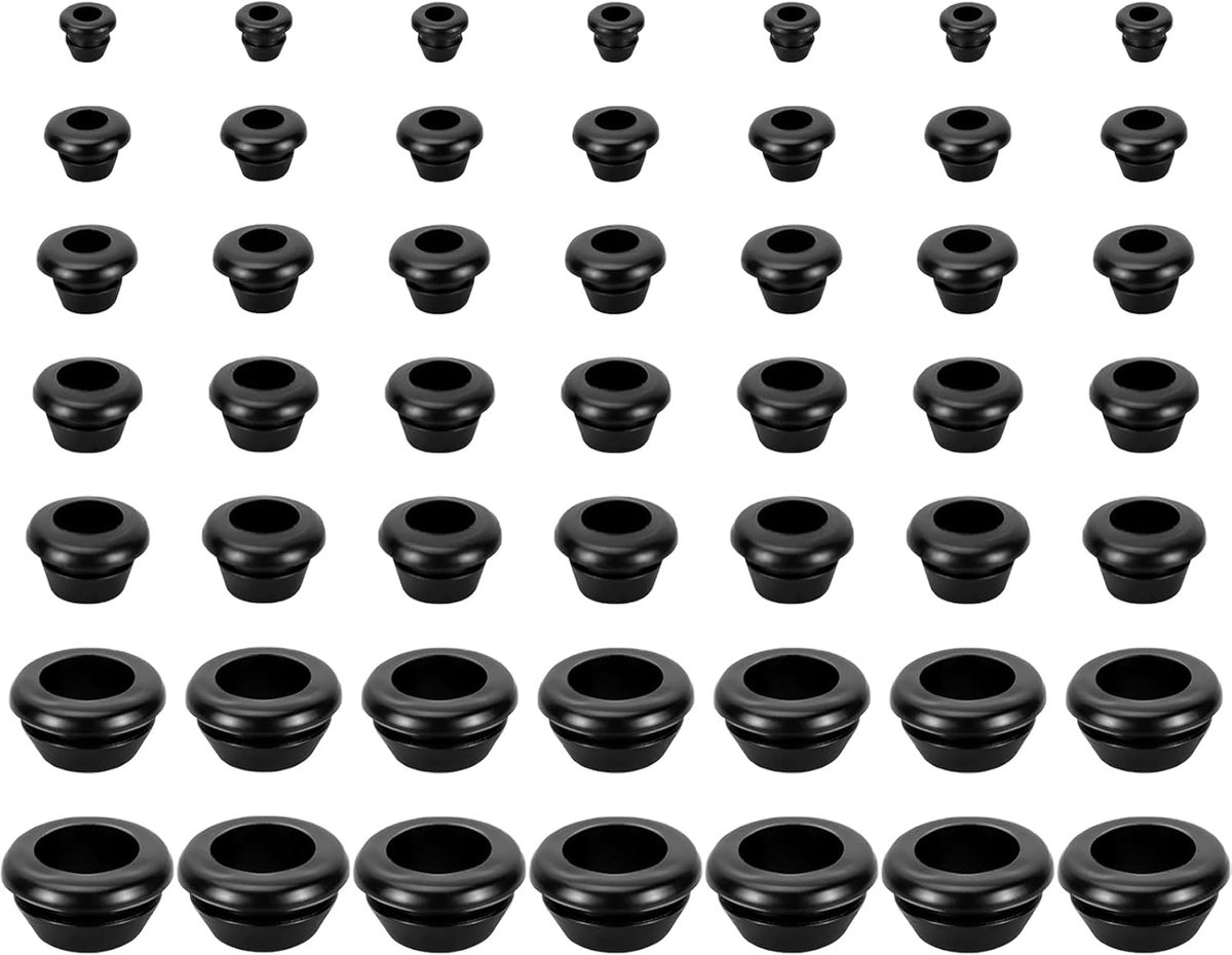 SnelShoppen - Pack van 84 Rubber Ringen, Kabeldoorvoeren, Waterdichte Rubber Einddoppen, Zwarte Kabeldoorvoer voor Kabels en Draadbescherming (5/6/7/8
