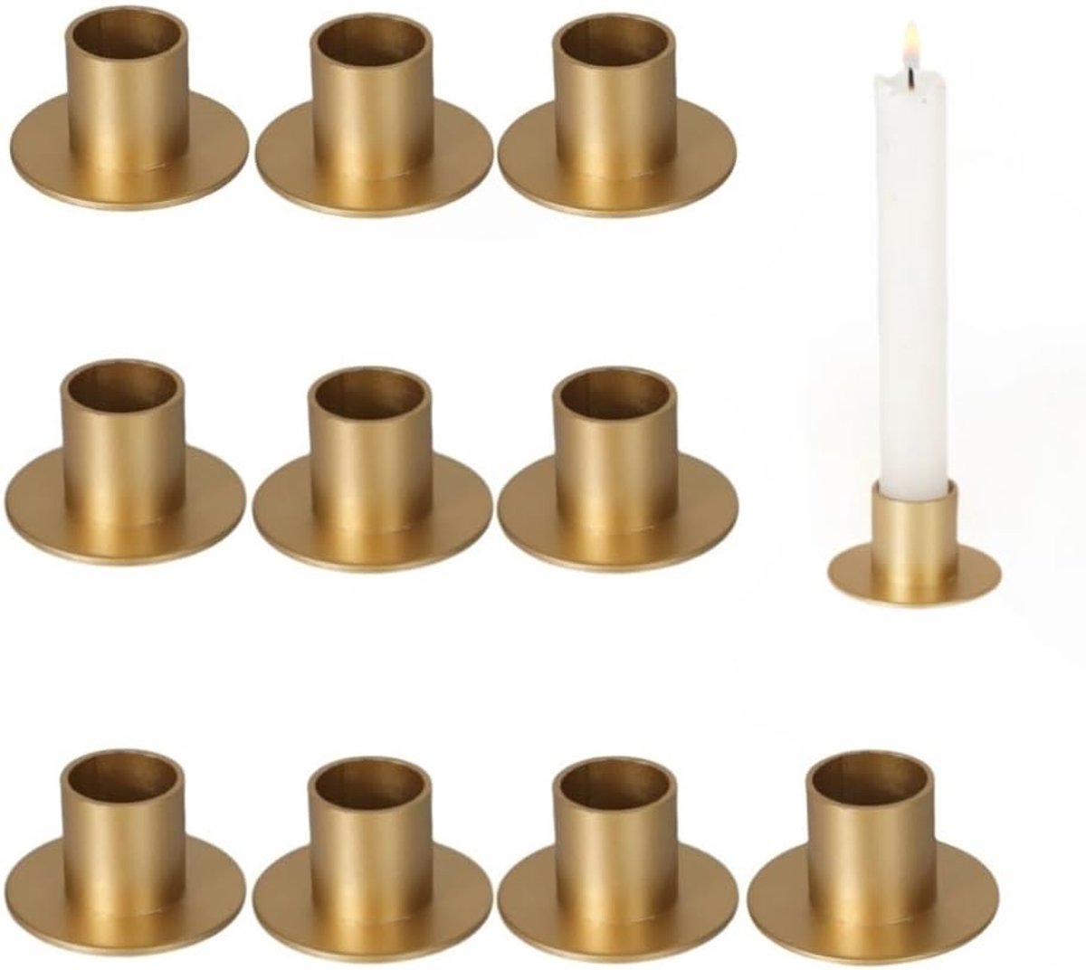 SnelShoppen - Set van 10 Metalen Kaarsenhouders, Kandelaar voor Tapas Kaarsen, Zwart of Goud, Ideaal voor Bruiloften, Feesten, Verjaardagen, Tafeldeco
