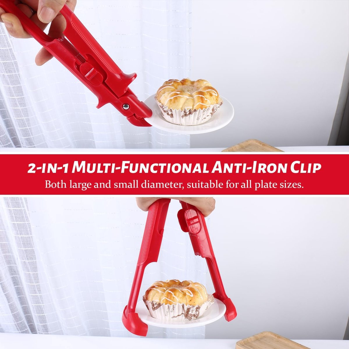 Scale Clip, Multifunctional Anti-scalding Bowl, for Pizza Plate with Non-Slip Silicone Retriever Tongs, Air Fryer - ShopVlot