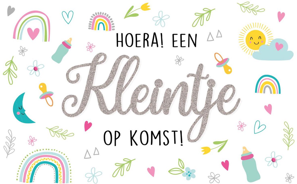 Wenskaart | 6 stuks | Foam 3D hoera! een kleintje op komst!