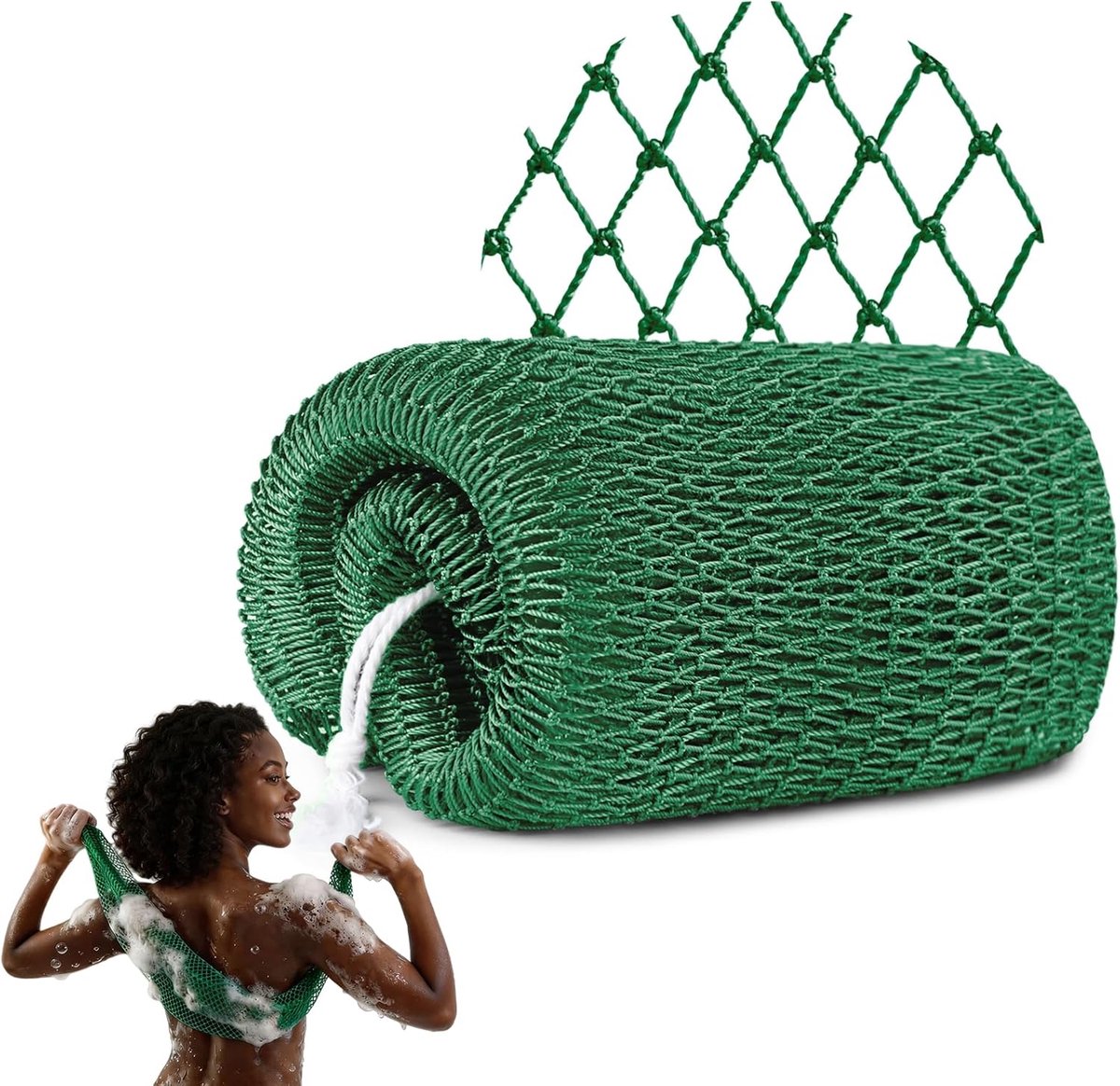 SnelShoppen - Afrikaanse Netspons - Exfoliërende Lichaamsspons - Sneldrogend Peeling Net voor Diepe Reiniging - Unisex Huidverzorging - Groen
