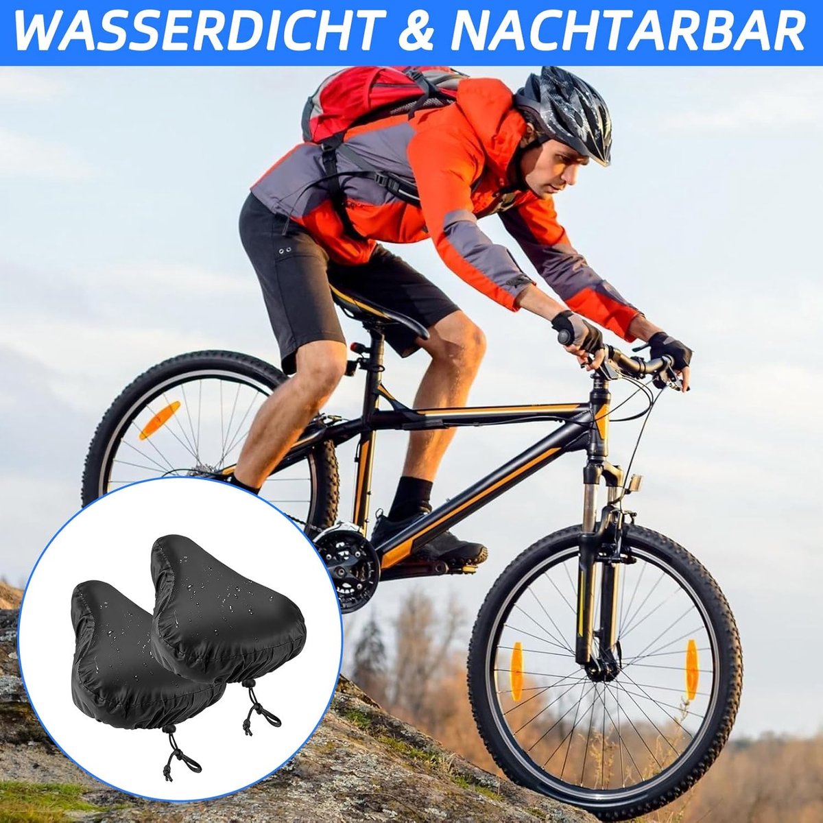 Set of 3 Waterproof Bicycle Saddle Rain Covers, 3 Colourful, Washable Bicycle Saddle Pads and Protective Water - ShopVlot