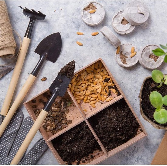 SnelShoppen - 12-delige mini tuin gereedschapset voor plantenverzorging, bonsai en succulenten, inclusief handtransplantatietools, terrariumaccessoire — afbeelding 3