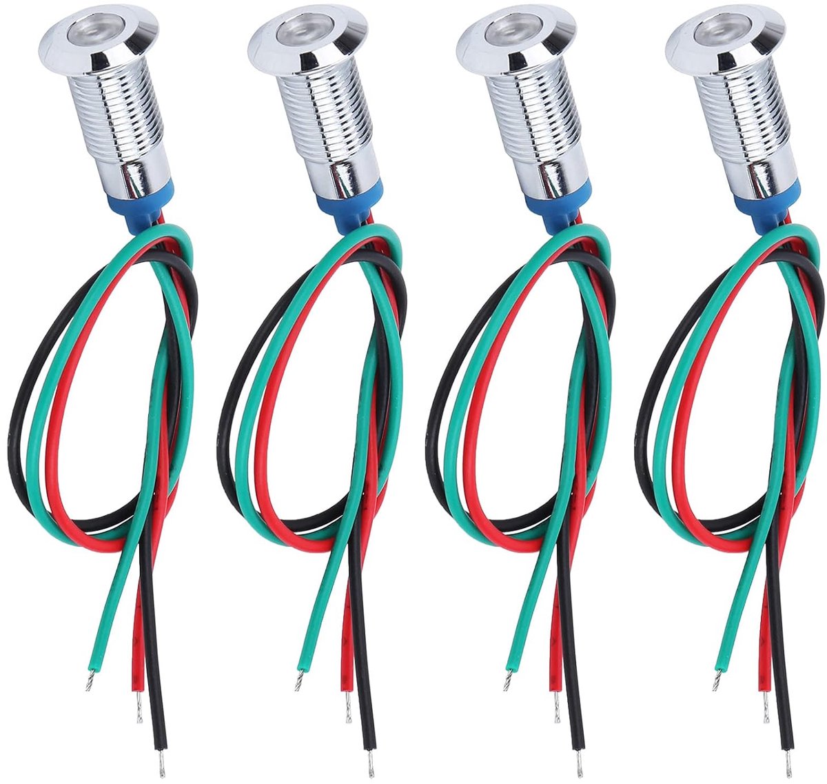 SnelShoppen - LED Indicator Licht 8Mm 12V-24V Veelzijdige Aansluitingen Rood Groen Voor Auto, Motor, Boot, Tuinverlichting, Alarm en Meer