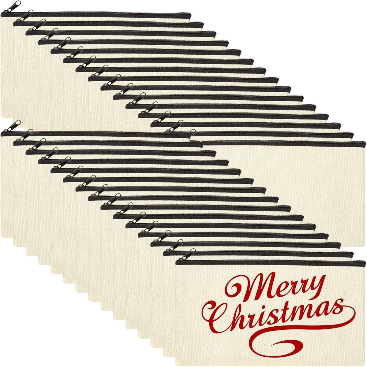 SnelShoppen - 30 Stuks Pennen Etui voor Schilderen, Off-white, Stof Pouch, Ideaal voor Reis, Cosmetica en Weekend Trips
