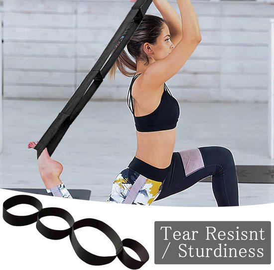 SnelShoppen - Yoga Band 4 Loops - Stretchband voor Yoga, Pilates en Fascia Training, Duurzaam 100% Katoen, 96 cm, Licht Rek Aid voor Pijntherapie en S van Snelshoppen — afbeelding 2