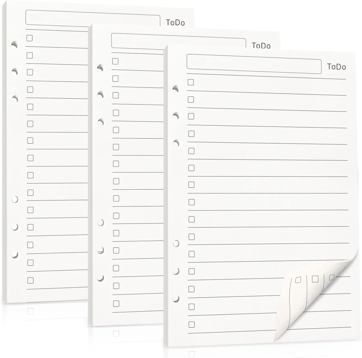 SnelShoppen - Refill A5 Papier Gelijnd Papier 3 Stuks, 6 Gaten Binder Bladen 135 Vellen 270 Pagina's Herbruikbaar voor Notitieboek Planner Agenda Orga