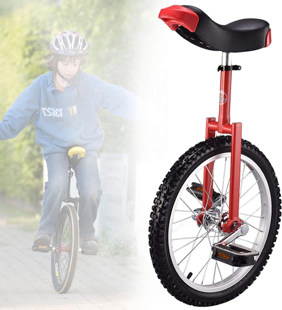Eenwieler 18 inch - Monowiel Fiets - Balans Oefenen - Antislip Bergbanden - 18 inch wiel - Rood