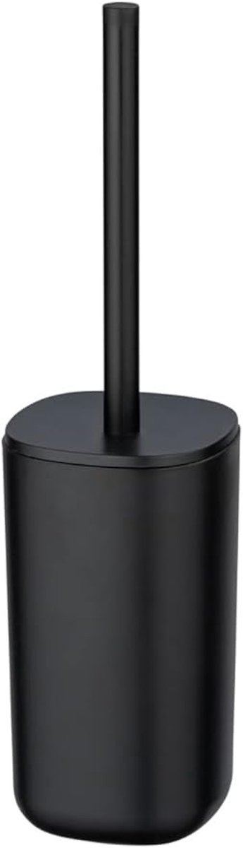 Thijox - WC-garnituur Davos, puristische wc-borstel met verwisselbare borstelkop, badkameraccessoire in trendy mat zwart design, Ø 9,5 x 35 cm, BPA-vr