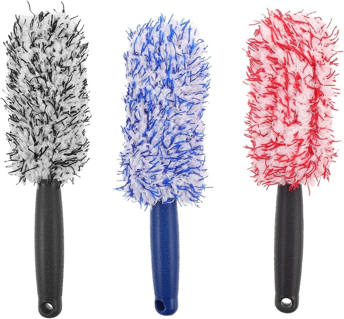 Microvezel Borstels - Velgen Reiniger - Auto Wassen - Lange Steel - 3 Stuks - Diverse Kleuren