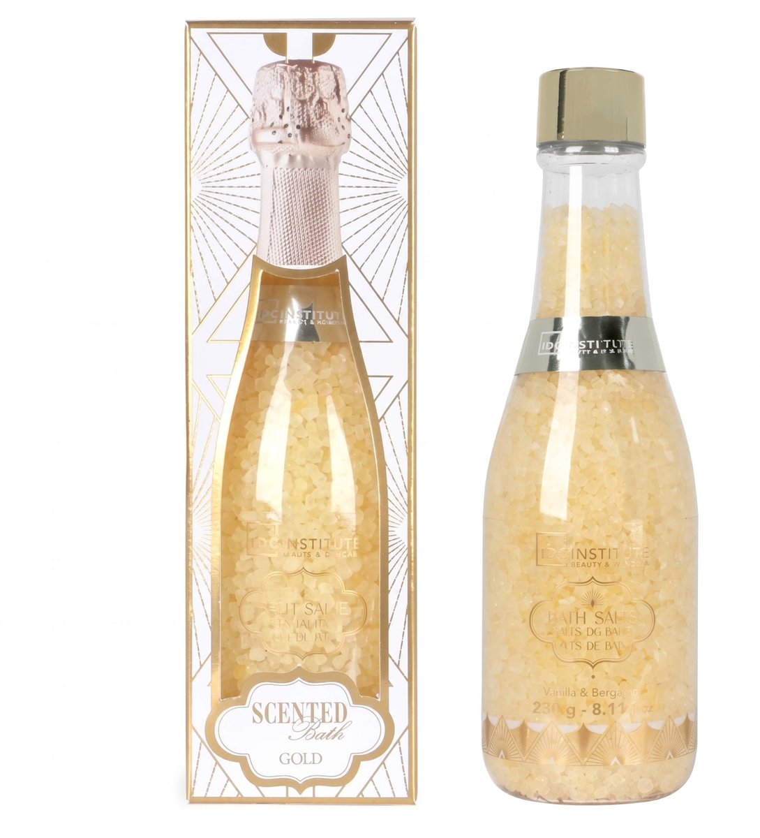IDC Institute Sfeerhampagne-badzout Champagne-model – badzout als cadeau – vanille 230 g