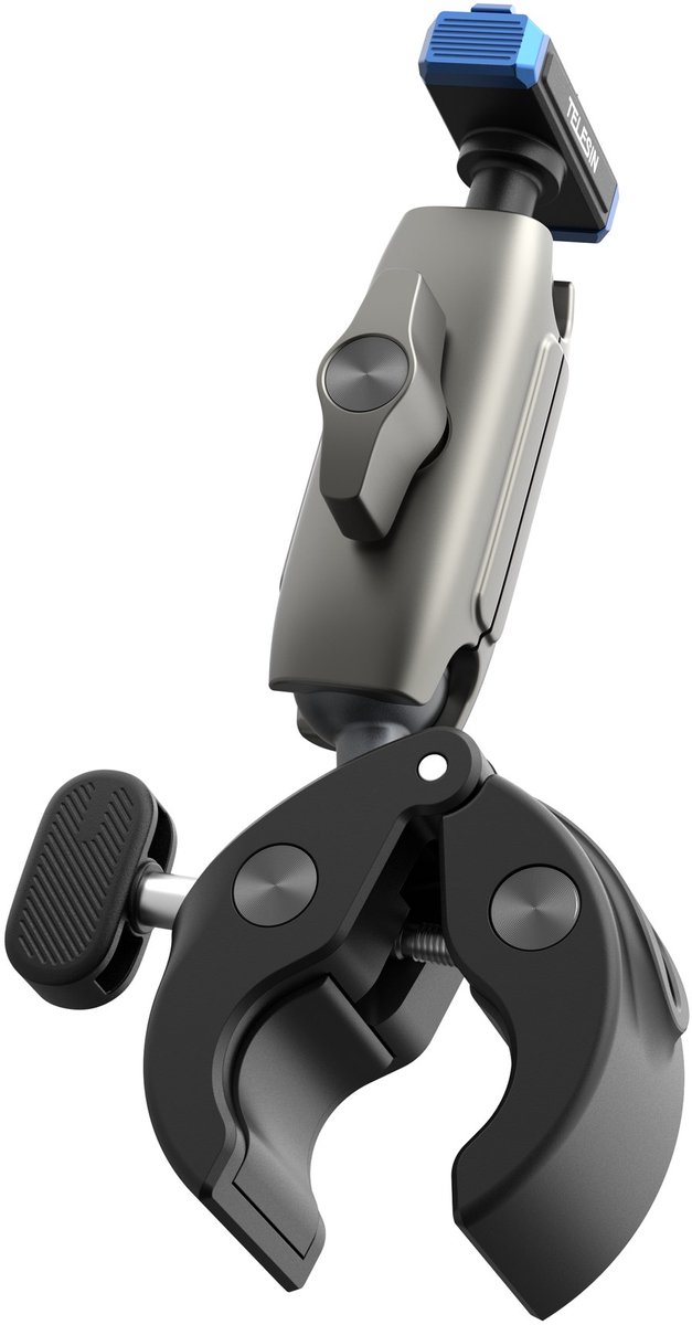 Telesin S3-HBM-13-TGP Tube Clamp voor GoPro 13 - Magnetische quick-release - 360° draaibaar - 9-38 mm klem - Grijs