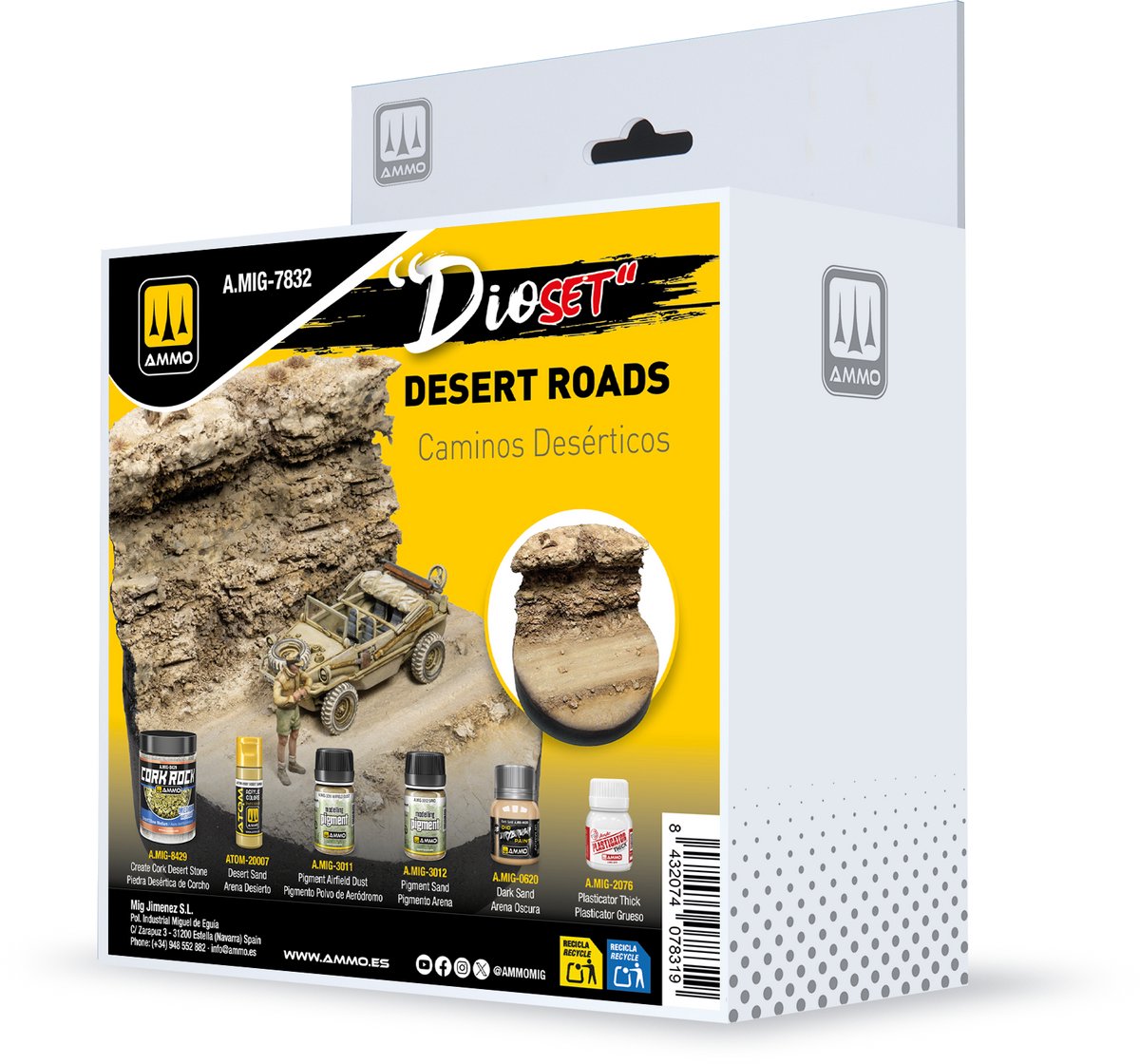 AMMO by Mig Jimenez Modelbouwdecoratie - MIG 7832 Dio Set - Desert Roads - Diorama Set om Wegdekken in Woestijngebieden te Maken Effecten set