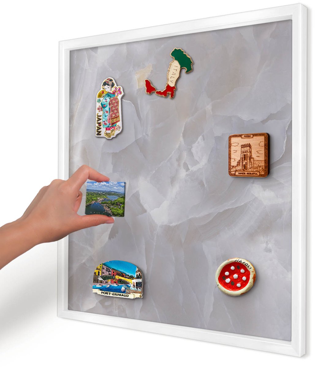 Artprintcave Grijs Magneetbord mit Witte Lijst - 50x50 cm - Grijze Elegantie Notitiebord - Minimalist Magnetisch Bord Voor Magneten - Texturen