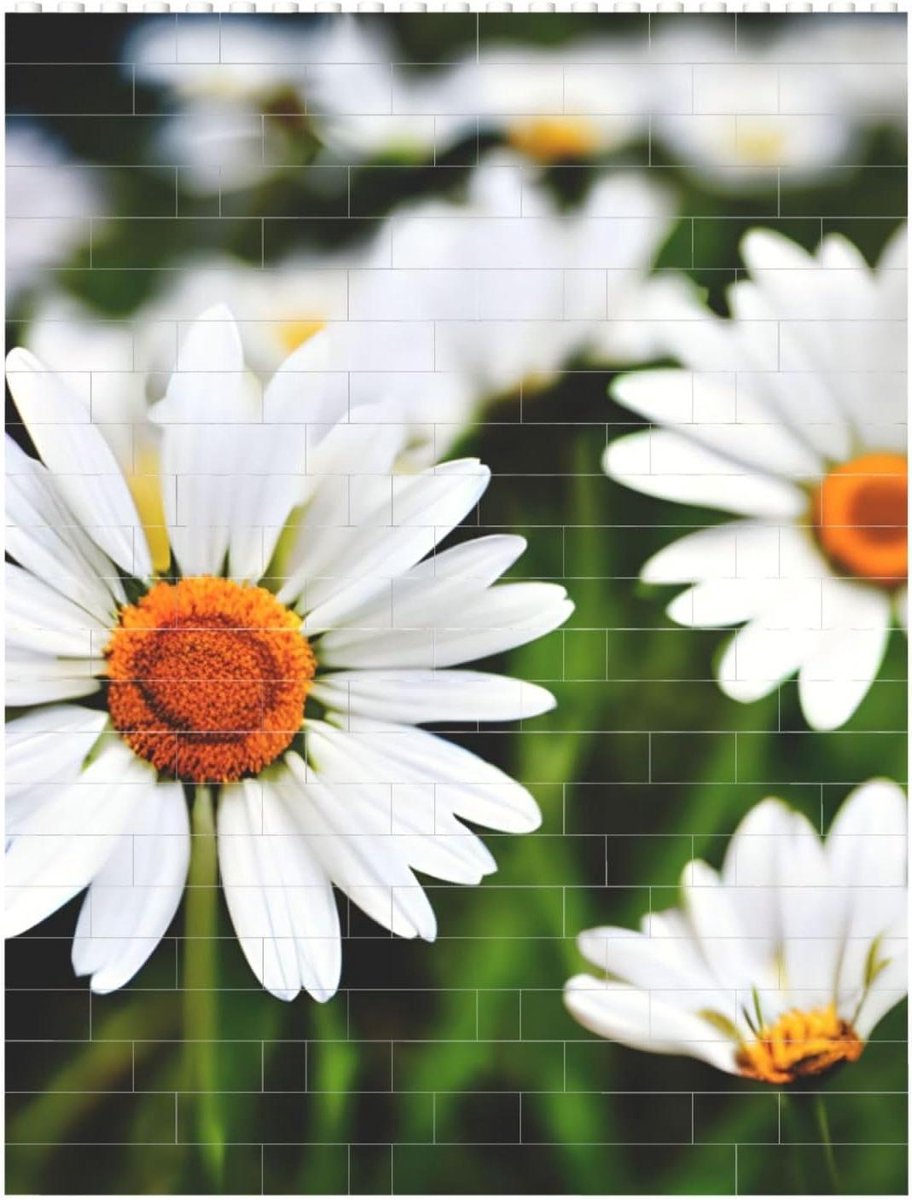 Baksteen Puzzel - Blok Puzzel Creatief - Ontspannen Bouwen - Uniek Kunstwerk Print - 16.8 x 23 cm - Wit