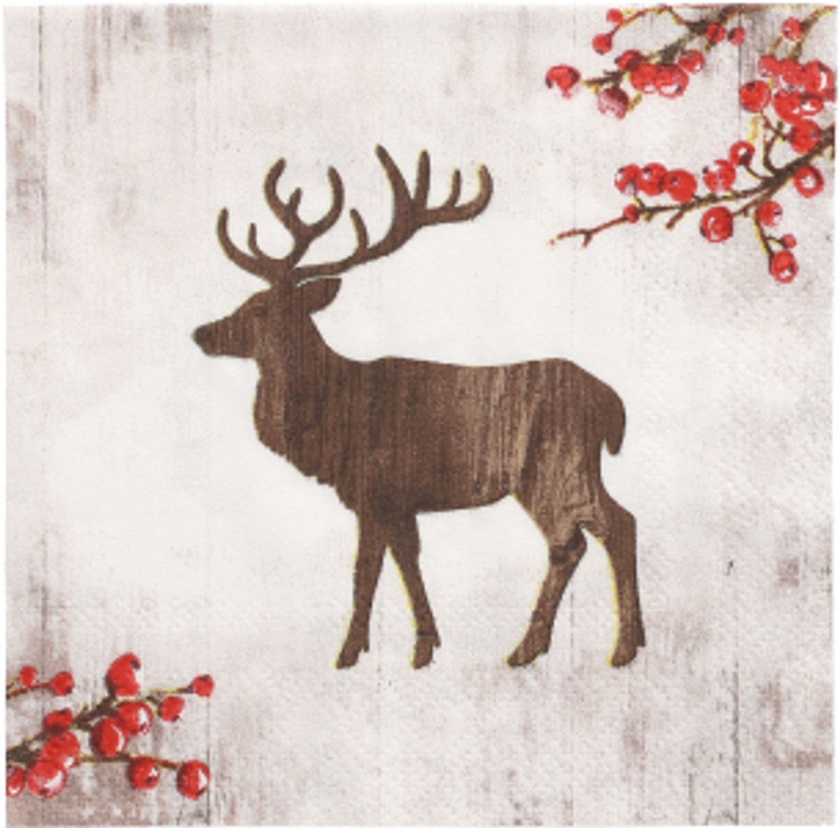 14x 20 Servetten 3-laags 1/4 vouw 25 cm x 25 cm X-Mas Deer