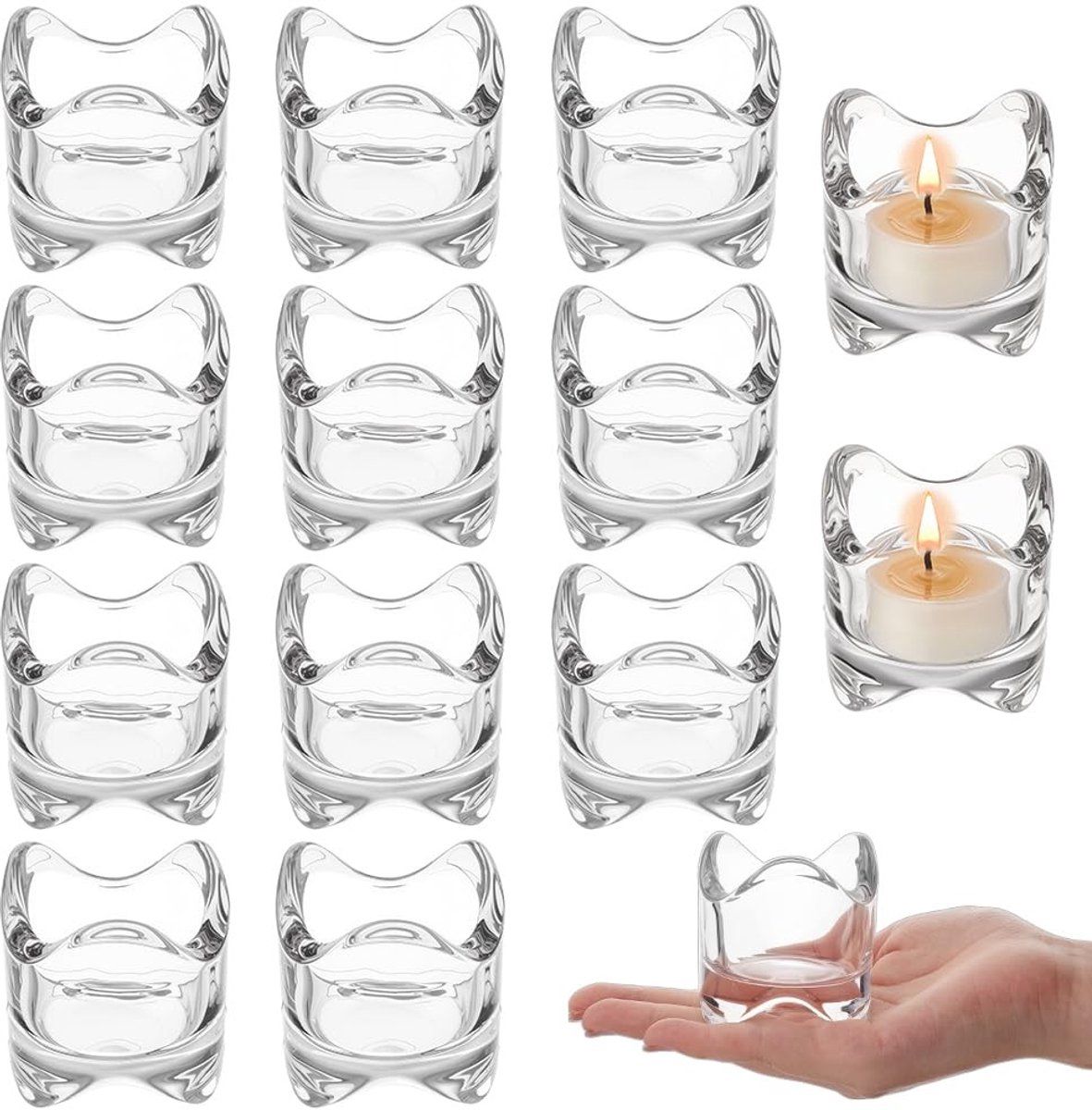 Omgoods - Set van 14 Theelichthouders van Glas