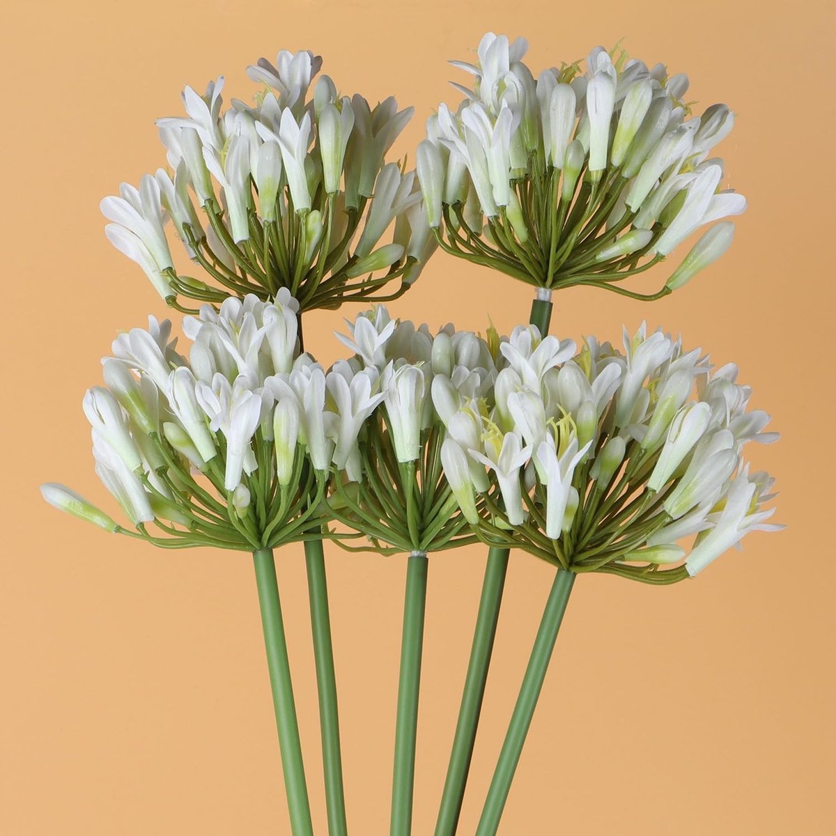Kunstmatige Agapanthus Bloembollen Set van 5 - 66 cm Hoge Nepplant voor Thuis en Kantoor Decoratie (Wit)
