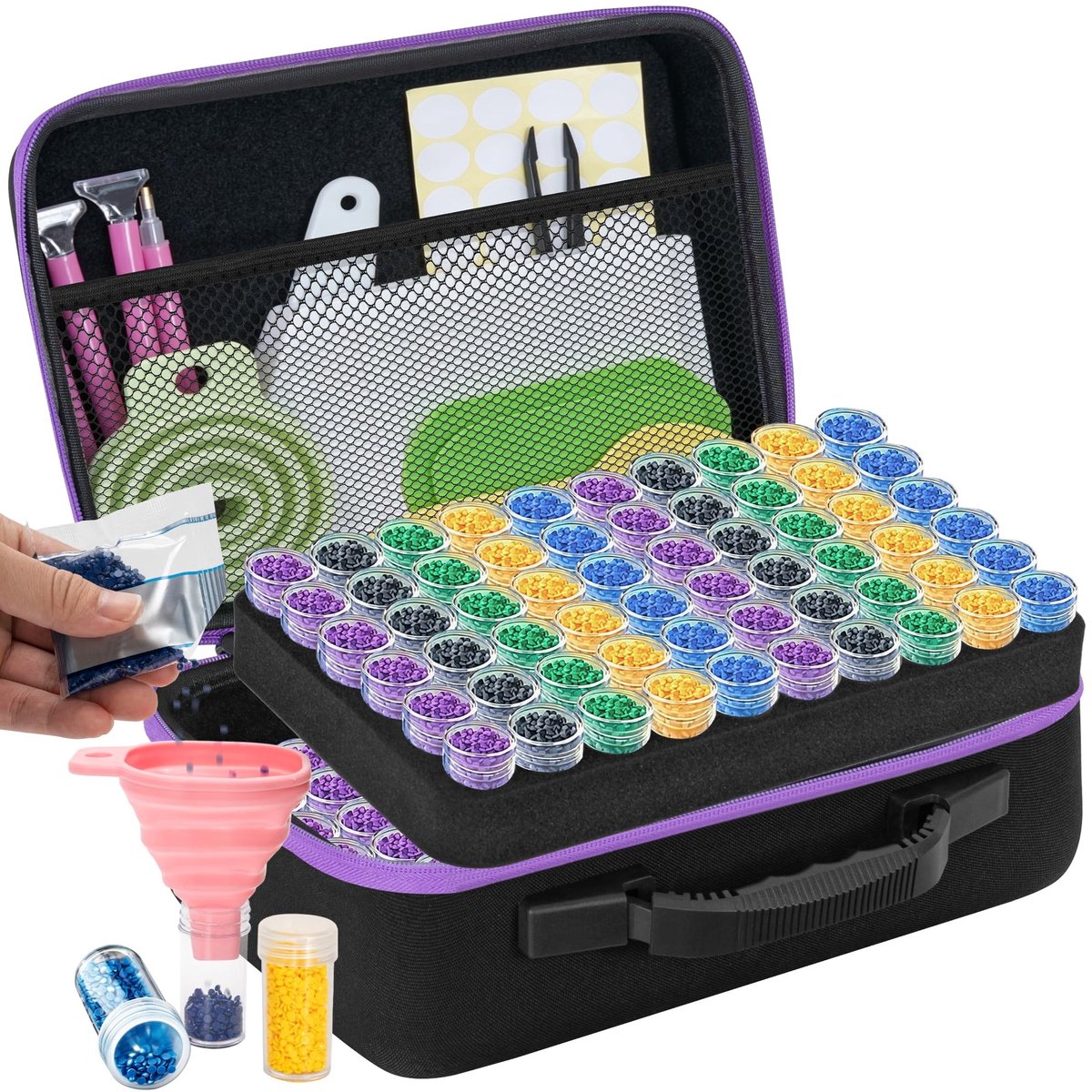 Omgoods - 120 Slots Diamant Schilderen Opslagdoos met Accessoires