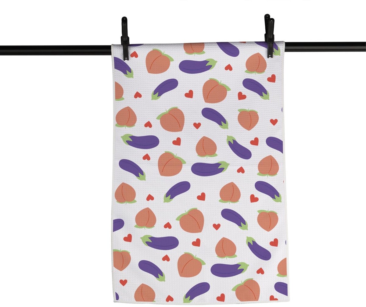 Omgoods - Grappige Keukenhanddoek met Fruit Emoji Woordspeling - Katoen