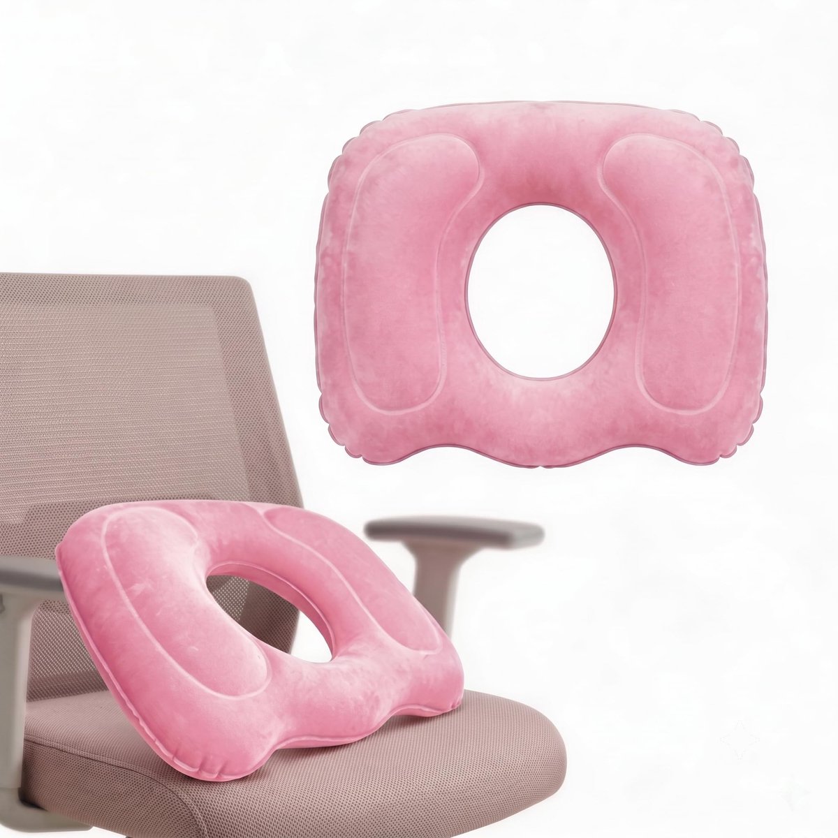 Omgoods - Ergonomisch Opblaasbaar Stuitbeenkussen Roze
