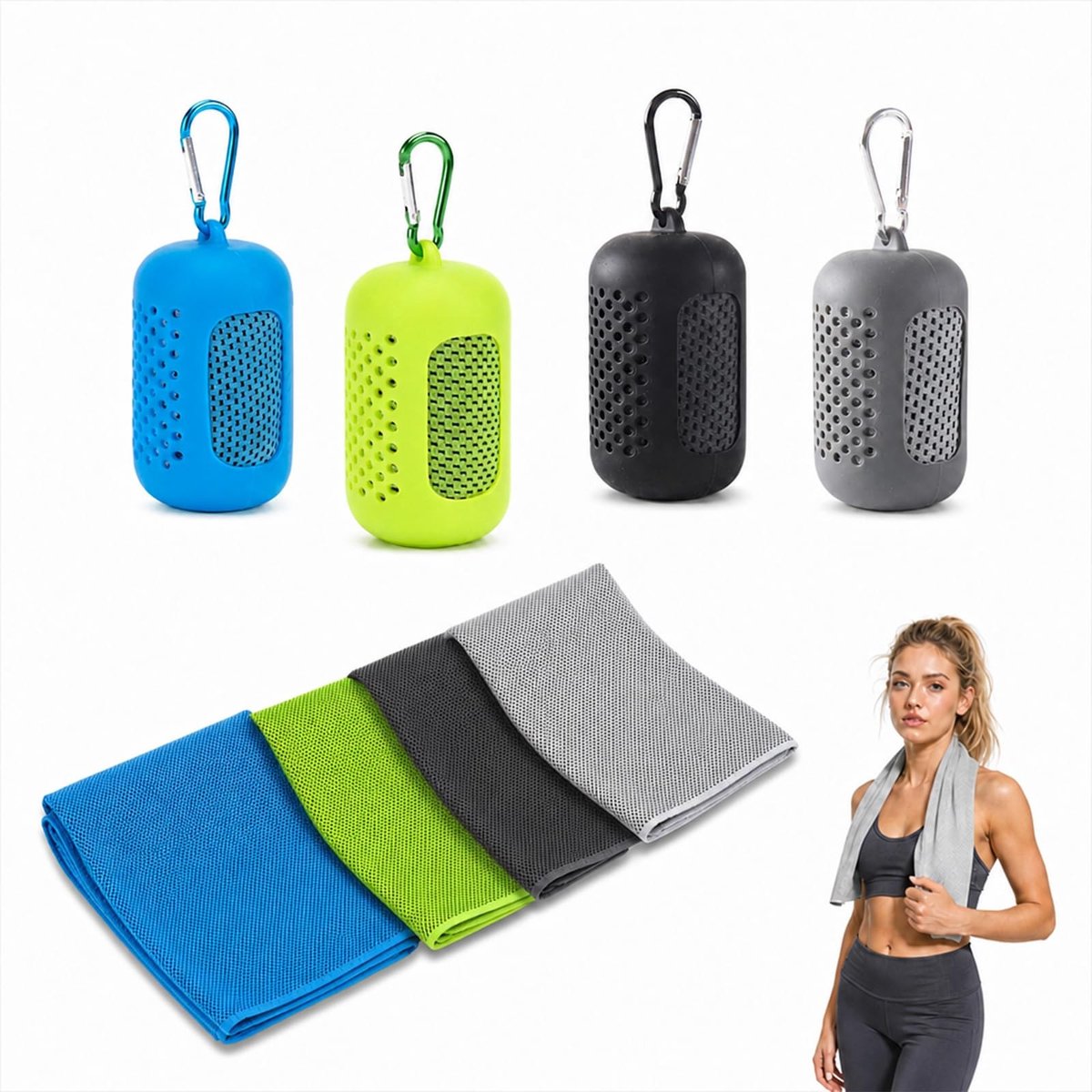 Omgoods - Set van 4 Verkoelende Microvezel Handdoeken, Sneldrogend
