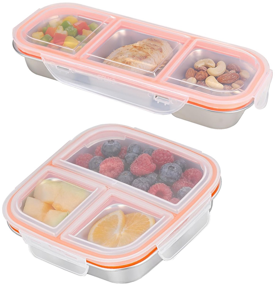 Omgoods - Set van 2 Snackdozen met 3 Compartimenten
