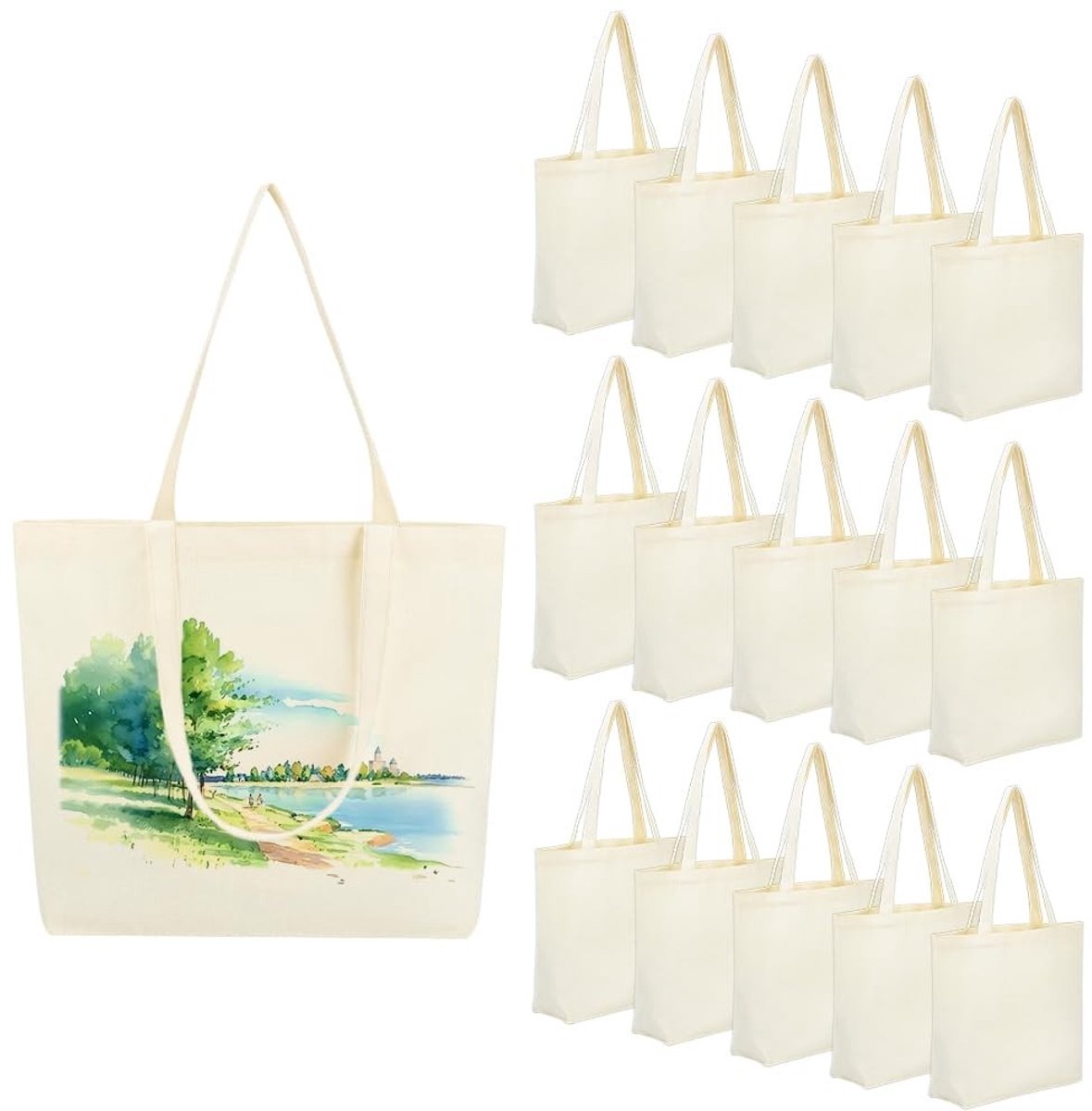 Omgoods - Set van 16 Lege Katoenen Tasjes voor Creatieve Projecten