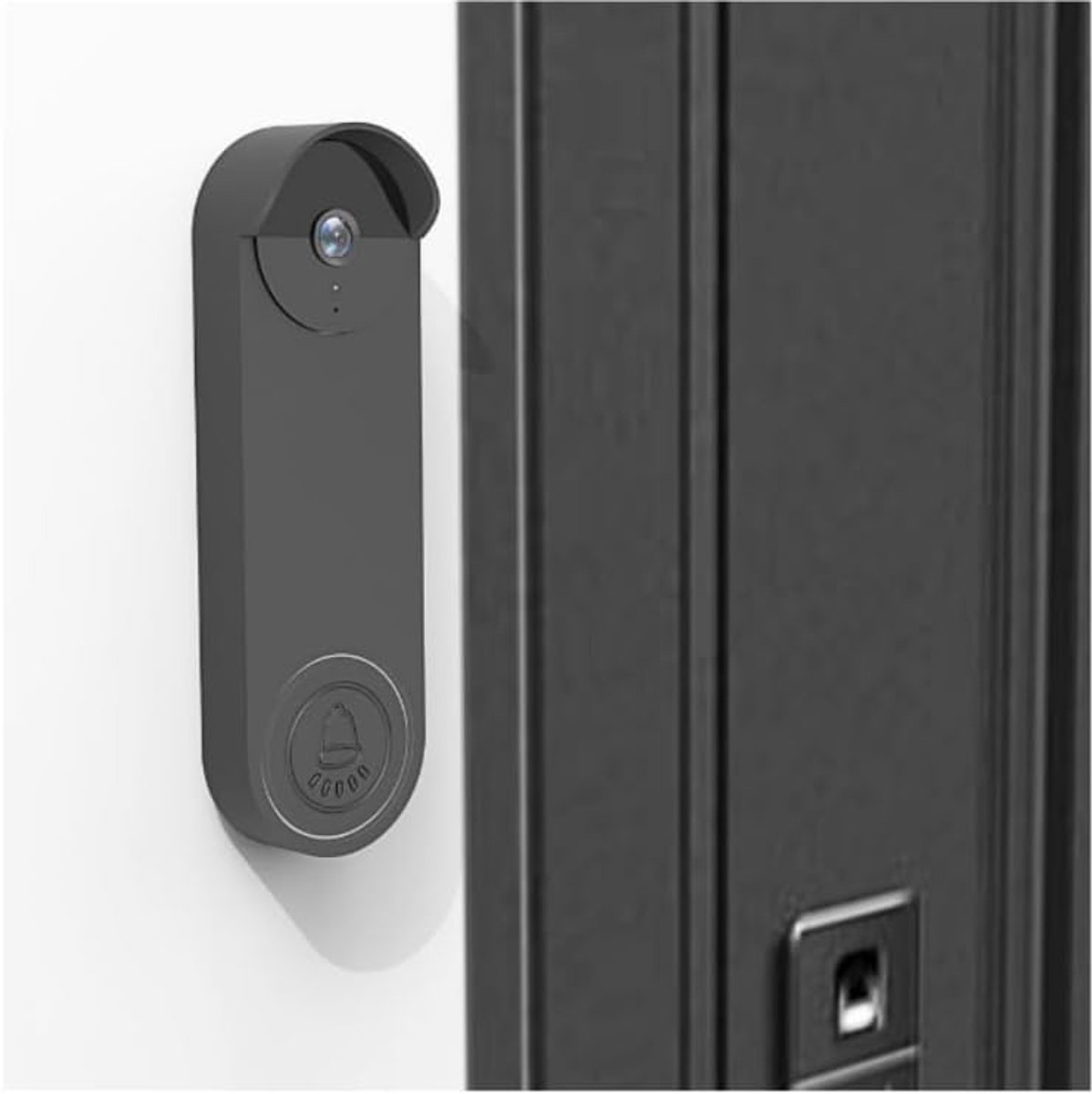 SnelShoppen - Silicone Hoes voor Google Nest Deurbel, Stofdicht, Schokbestendig, Weerbestendig, Zwart, Beschermende Cover voor Buiten gebruik