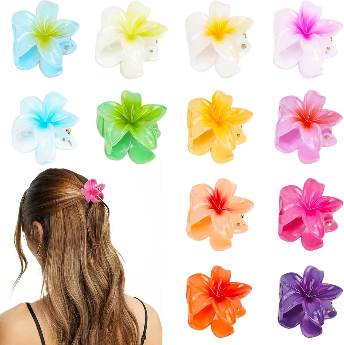SnelShoppen - 12 Stuks Haarspelden Bloemen Haarclips voor Vrouwen - 3D Bloemen in Diverse Kleuren en Stijlen - Perfect voor Feest en Dagelijks Gebruik