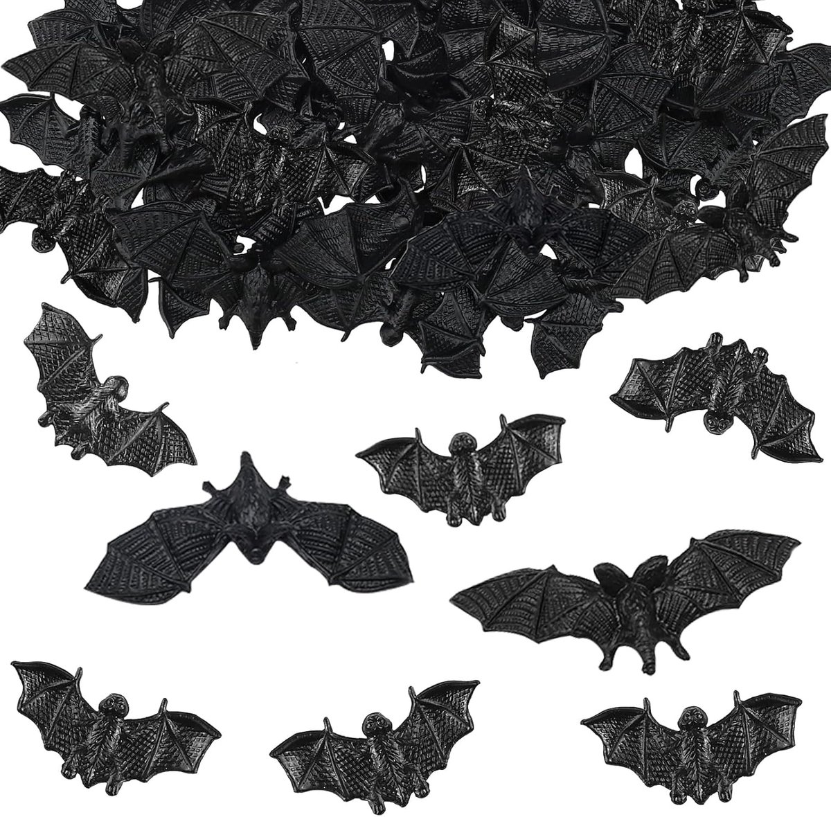 SnelShoppen - Grote Halloween Vleermuis Decoratie 4-6 cm - 50 Stuks Zwarte Vleermuizen voor Binnen en Buiten - Horror Decoratie voor Feestdagen