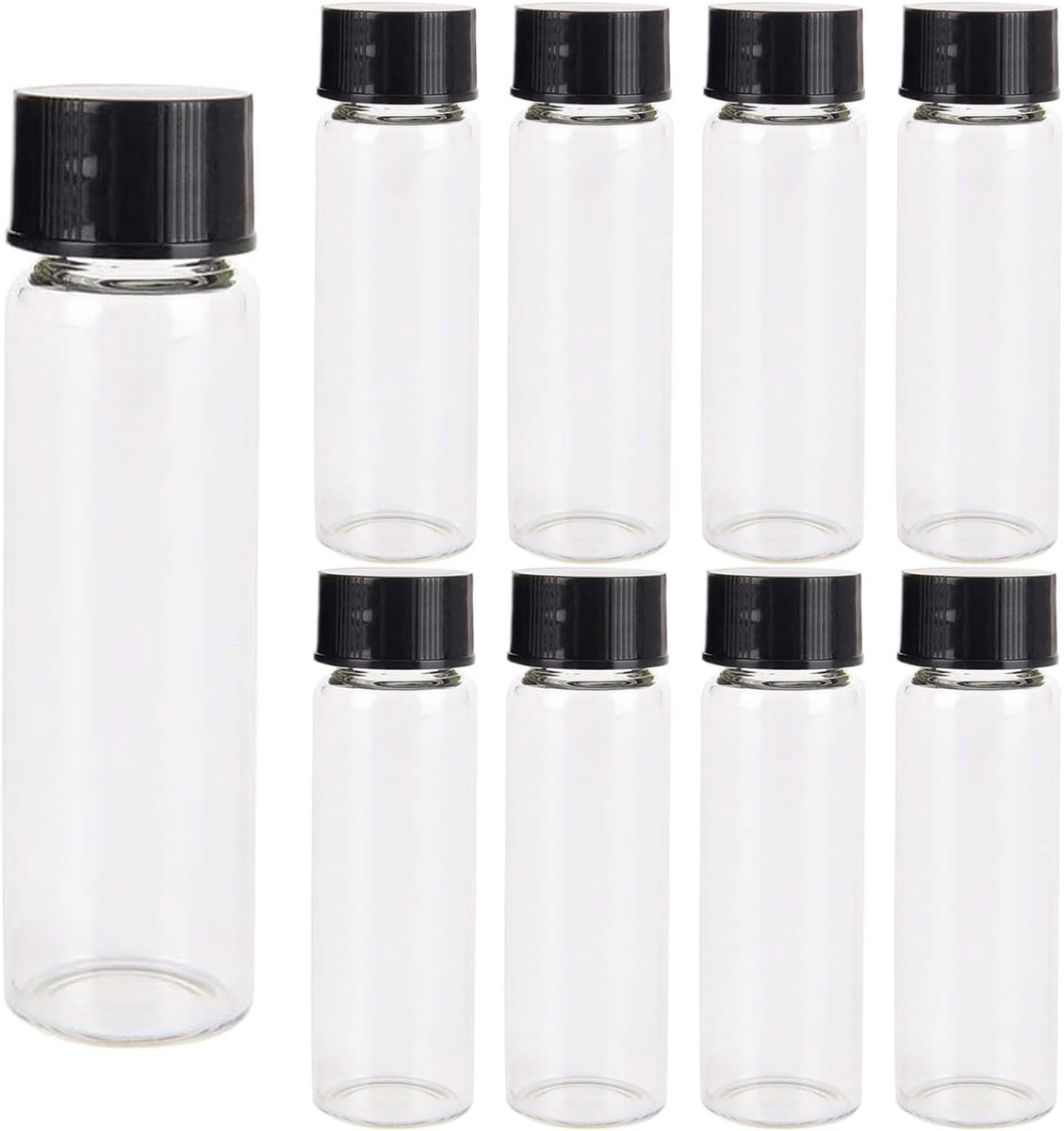 SnelShoppen - Kleine Glazen Flessen voor Vullen, 30 Stuks, 40 ml, Transparant | Levensmiddelenbestendig, Sample Flessen, Met Deksel, Voor Monsters, Vl