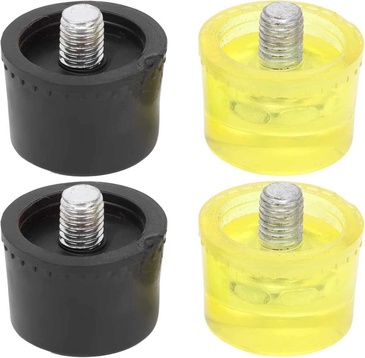 SnelShoppen - Rubber Hamer Vervangende Hamerkop M10 Draad Φ35mm 4 Stuks Zacht Hamer Accessoires 2 Geel 2 Zwart