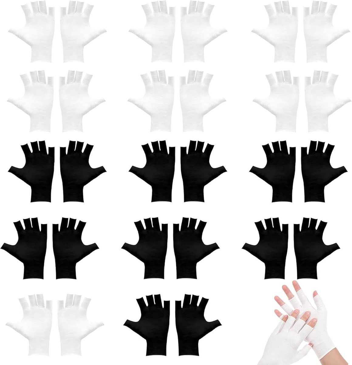 Handschoenen, wit, eczeem, model met vingers, comfortabel, ademend, voor hydratatie, handen, zonwering, fietsen, buiten (wit zwart)