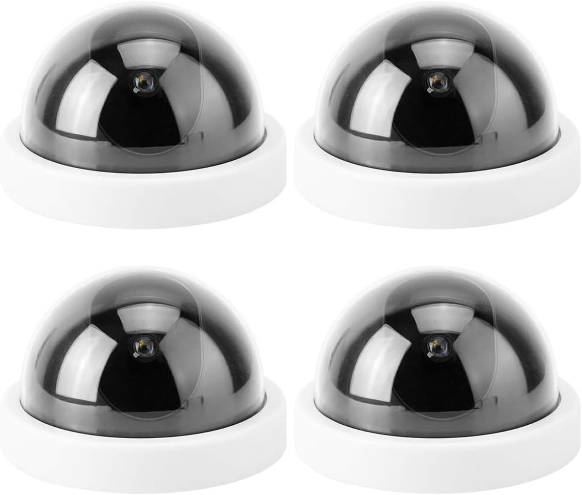 4 stks dome simulatie dummy nep bewakingscamera, anti-diefstal cctv bewakingscamera met knipperend led-licht(Wit)