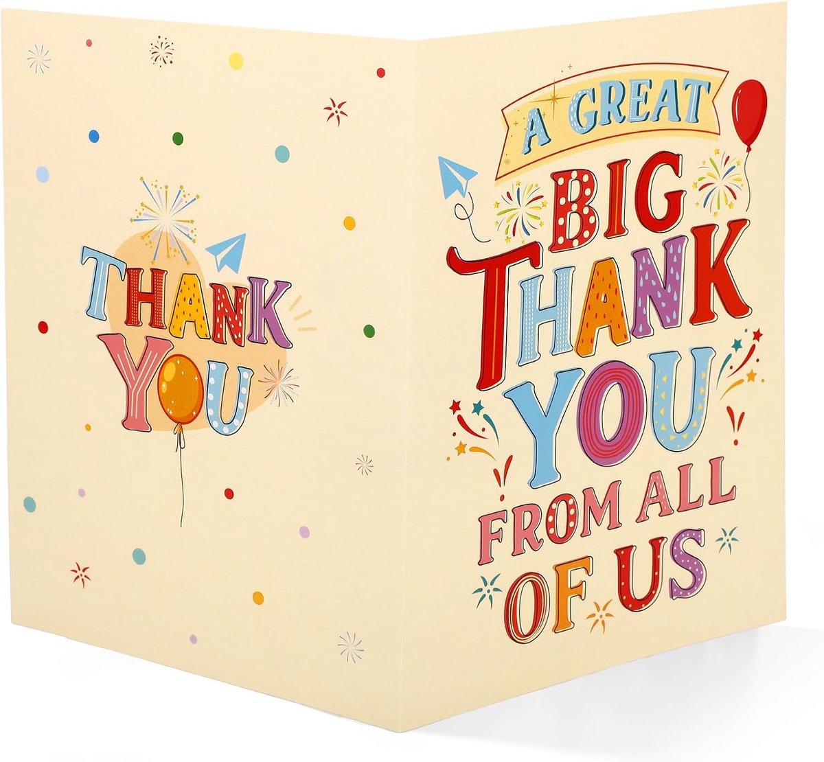 Bedankkaart met Envelop, 40x27 cm Gigantische Wenskaart voor Collega's die met Pensioen Gaan, Leraren, Bazen, Coaches, Afscheid (Lichtgeel)